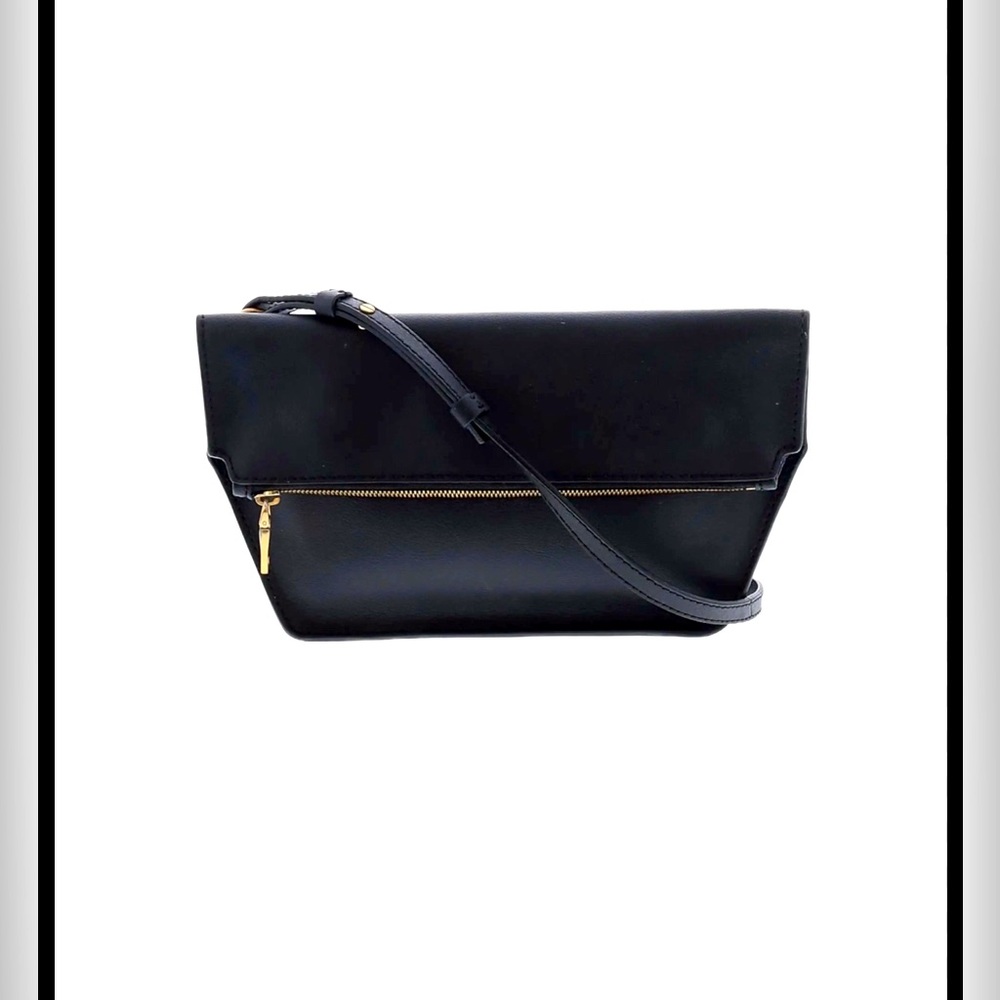 J. Crew Black Bennett Leather Crossbody Purse EUC